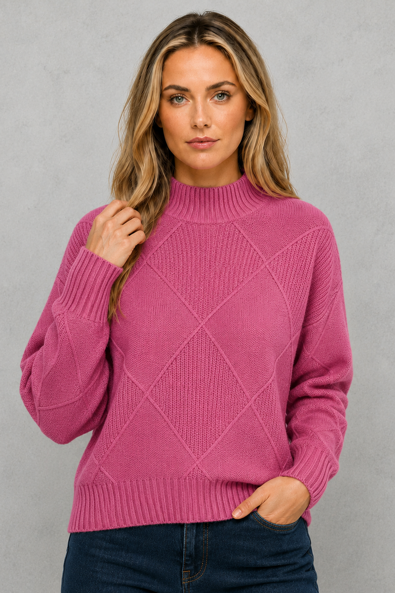Women's premium cashmere turtleneck sweater with a regular fit, soft-touch knit, long sleeves, and a cosy high neckline for everyday wear.