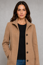 Women’s classic button-front coat with an elegant straight fit, long sleeves and a timeless design for autumn and spring wear.