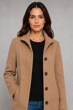 Women’s classic button-front coat with an elegant straight fit, long sleeves and a timeless design for autumn and spring wear.