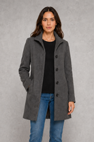 Women’s classic button-front coat with an elegant straight fit, long sleeves and a timeless design for autumn and spring wear.