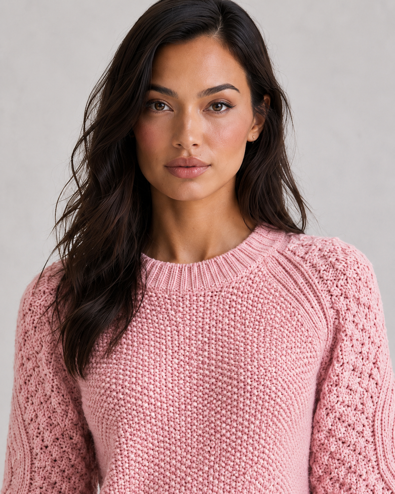 Women’s Chunky Knit Jumper - Crew Neck Relaxed Fit Pullover