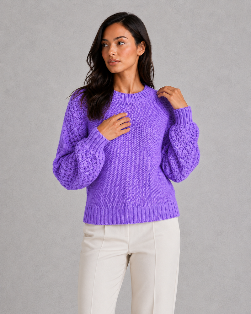 Women’s Chunky Knit Jumper - Crew Neck Relaxed Fit Pullover