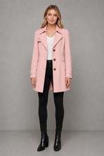 Women's classic tailored trench coat in a cotton-blend fabric featuring a longline silhouette, lapel collar, button-front fastening, side pockets and a regular fit, ideal for smart and casual wear during spring, autumn and mild winter.