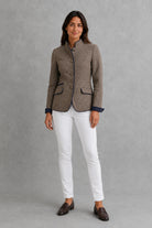 Women’s Audrey classic wool-blend blazer with a tailored silhouette, elegant stand collar and refined button detailing for smart and casual styling.
