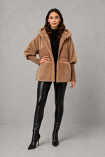 Women’s cosy longline hooded winter coat with soft lining for warm everyday wear