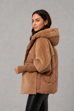 Women’s cosy longline hooded winter coat with soft lining for warm everyday wear