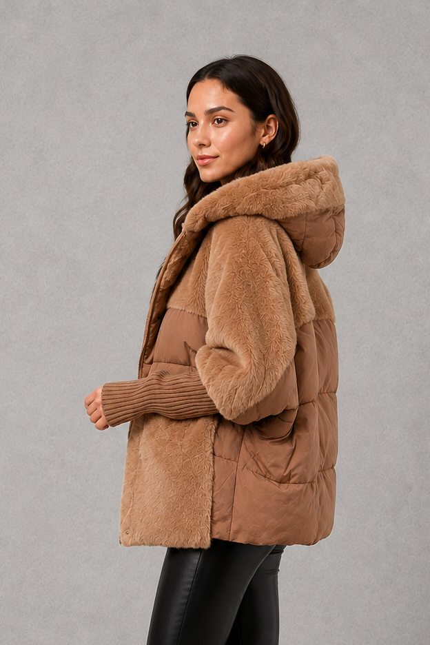 Women’s cosy longline hooded winter coat with soft lining for warm everyday wear