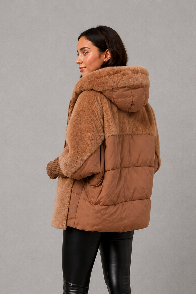 Women’s cosy longline hooded winter coat with soft lining for warm everyday wear