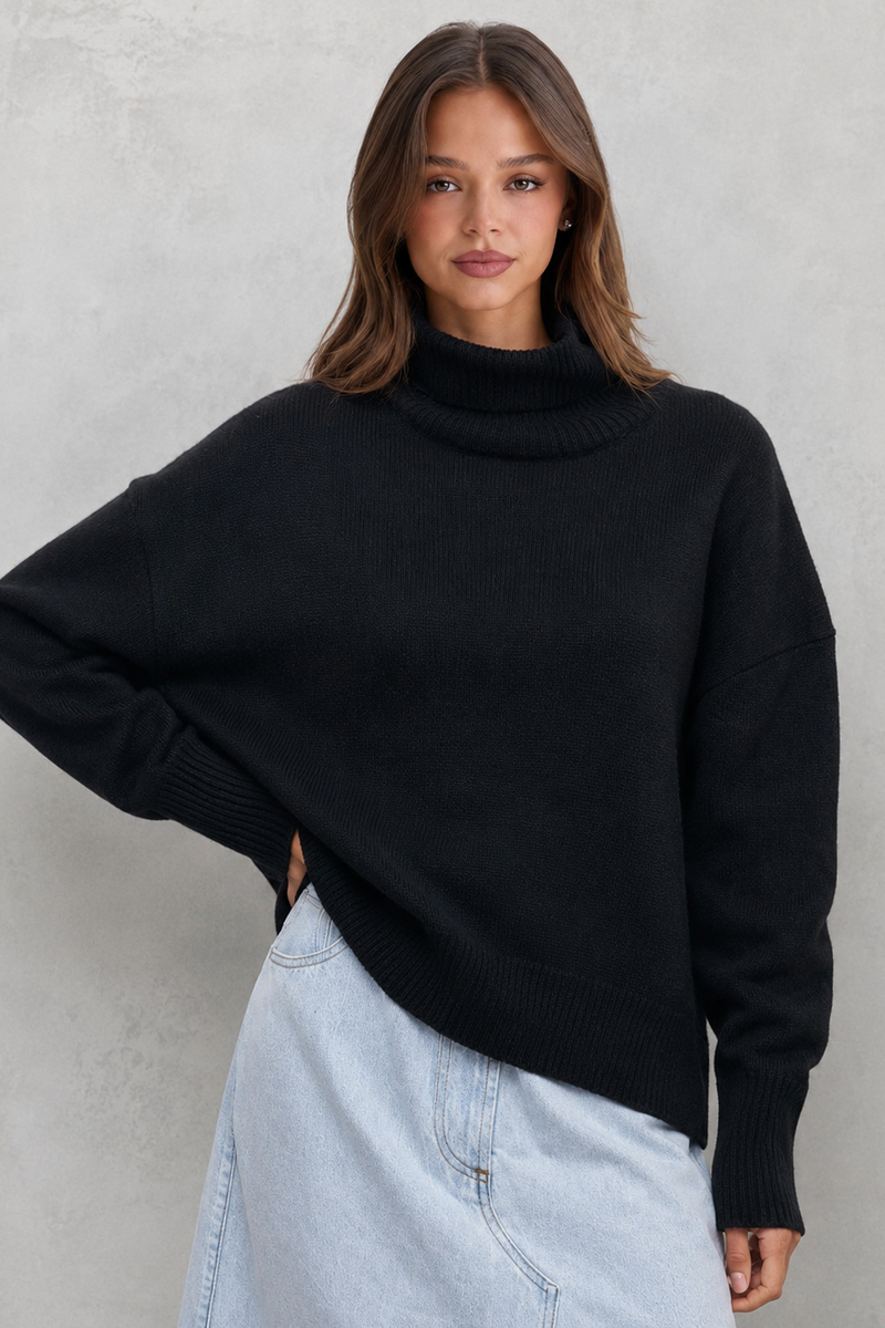 Women’s Knitted Roll Neck Jumper - Soft Turtleneck Sweater