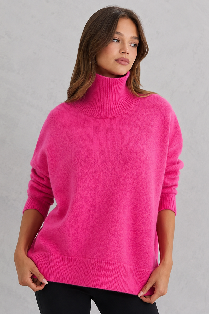 Women’s Knitted Roll Neck Jumper - Soft Turtleneck Sweater