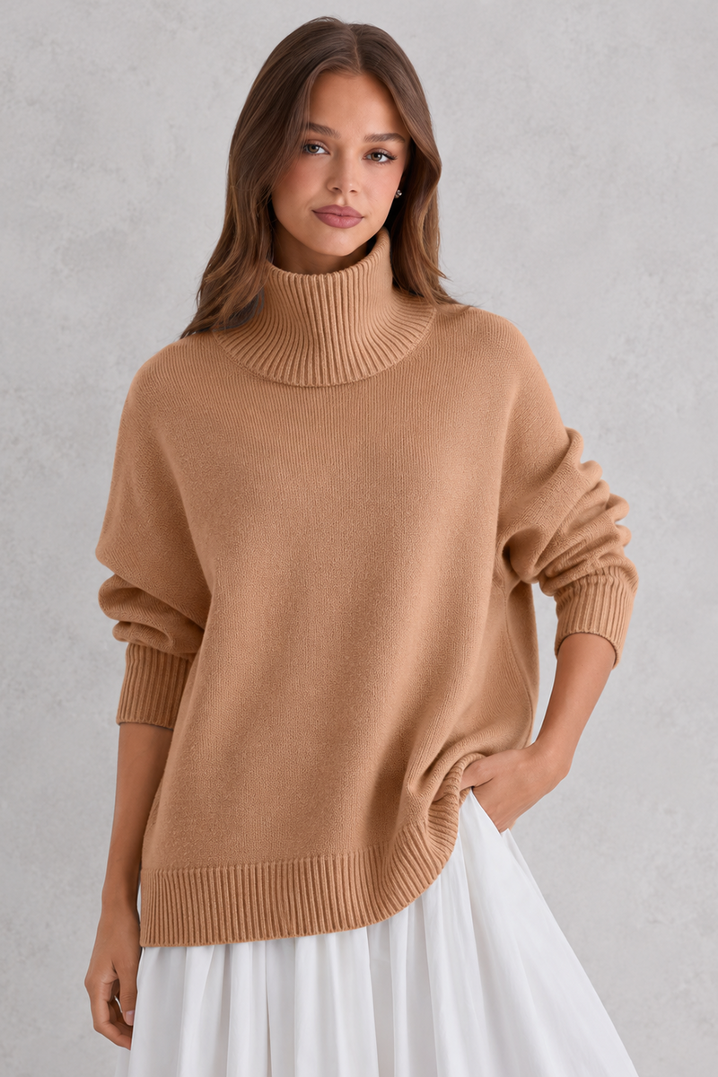 Women’s Knitted Roll Neck Jumper - Soft Turtleneck Sweater