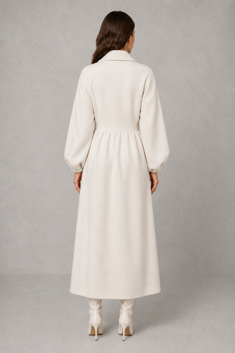 Women’s Elegant Long Coat – Double-Breasted Tailored Coat for Autumn & Winter