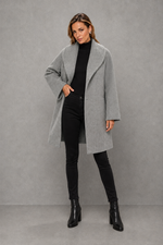 Women's elegant windproof longline coat in a relaxed fit, crafted from a soft warm fabric for autumn and winter. A timeless overcoat designed for comfortable layering, everyday wear, commuting and smart casual occasions.