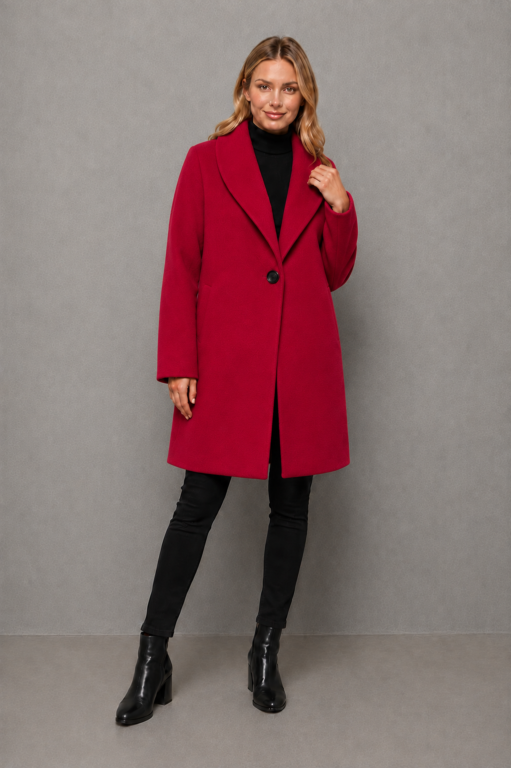 Women's elegant windproof longline coat in a relaxed fit, crafted from a soft warm fabric for autumn and winter. A timeless overcoat designed for comfortable layering, everyday wear, commuting and smart casual occasions.