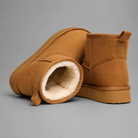 Women's faux suede platform ankle boots with a soft faux fur lining, 2-inch lightweight EVA platform sole, slip-on design with rear pull tab, and non-slip outsole, offering warm and stylish comfort for autumn and winter wear.