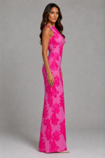 Women’s Floral Embroidered Mesh Maxi Dress for Evening & Formal Occasion Wear
