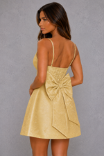 Women’s Floral Jacquard Mini Dress with Bow Detail for Parties & Special Occasions