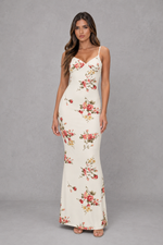 Women's Floral Satin Feel Maxi Dress – Summer Occasion Style