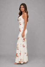 Women's Floral Satin Feel Maxi Dress – Summer Occasion Style