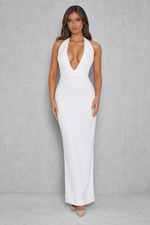 Women’s Halter Jersey Maxi Dress with Low Back for Evening & Formal Wear