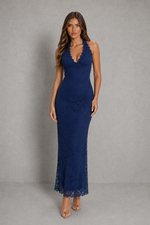 Women’s Halter Lace Maxi Dress with Open Back for Party & Evening Wear