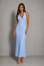 Women’s Halter Lace Maxi Dress with Open Back for Party & Evening Wear