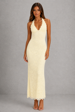 Women’s Halter Lace Maxi Dress with Open Back for Party & Evening Wear