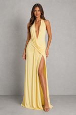 Women’s Halterneck Maxi Dress with Open Back & Side Split for Evening & Occasion Wear