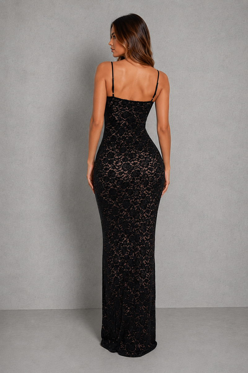 Women’s Lace Maxi Dress with Sweetheart Neckline for Evening & Special Occasion Wear