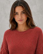 Women's Lantern Sleeve Knit Jumper - Soft Textured Winter Sweater