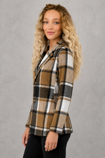 Women's lightweight tailored blazer in a smart casual open-front design with long sleeves and a relaxed fit, ideal for work, commuting, travel and everyday spring and autumn wear.