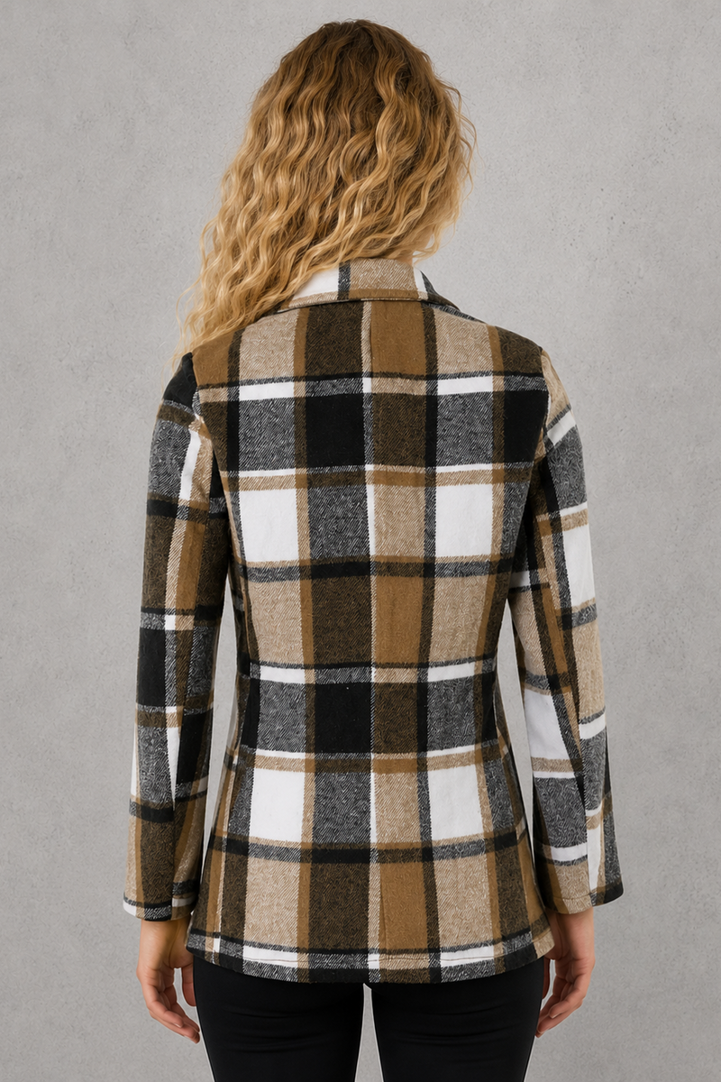 Women's lightweight tailored blazer in a smart casual open-front design with long sleeves and a relaxed fit, ideal for work, commuting, travel and everyday spring and autumn wear.