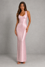 Women’s Metallic Bandage Maxi Dress with Sculpting Fit - Elegant Occassion Style