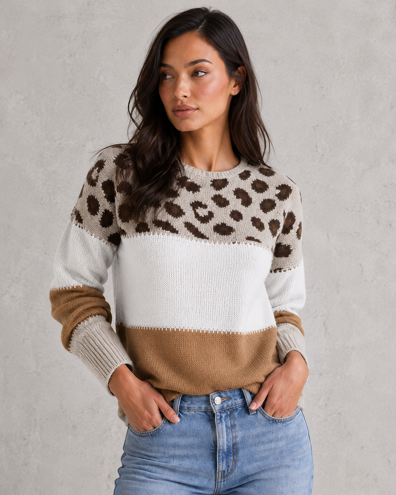 Women’s Mixed Pattern Knit Jumper for Casual & Everyday Wear