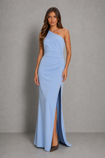 Women’s One Shoulder Maxi Dress with Side Slit for Bridesmaid & Formal Evening Wear