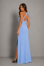 Women’s One Shoulder Maxi Dress with Side Slit for Bridesmaid & Formal Evening Wear