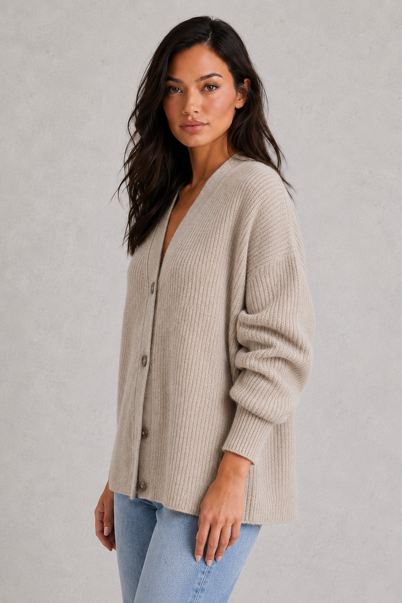 Women’s Oversized Button Up Cardigan - Relaxed Fit Chunky Knit