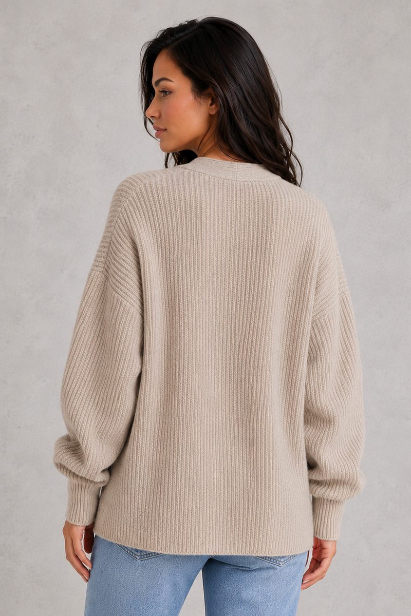 Women’s Oversized Button Up Cardigan - Relaxed Fit Chunky Knit