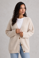 Women’s Oversized Button Up Cardigan - Relaxed Fit Chunky Knit