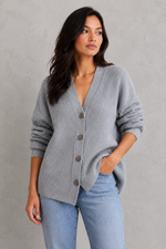 Women’s Oversized Button Up Cardigan - Relaxed Fit Chunky Knit