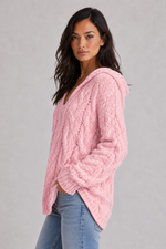 Women’s Oversized Knitted Hoodie - Relaxed Fit Cable Knit Jumper