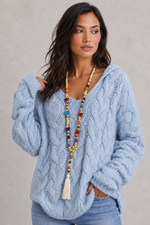 Women’s Oversized Knitted Hoodie - Relaxed Fit Cable Knit Jumper