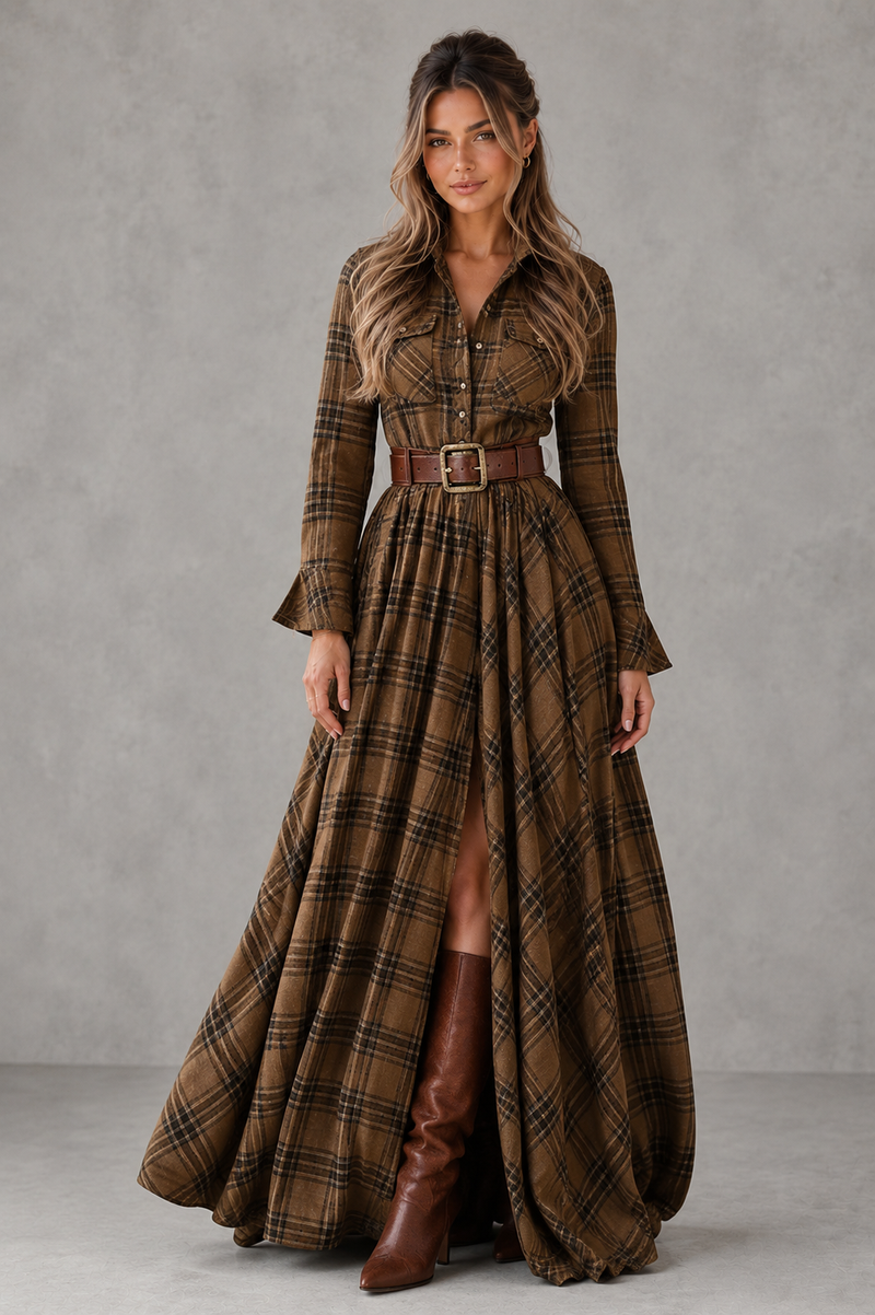 plaid belted shirt dress Plaid Belted Shirt Dress