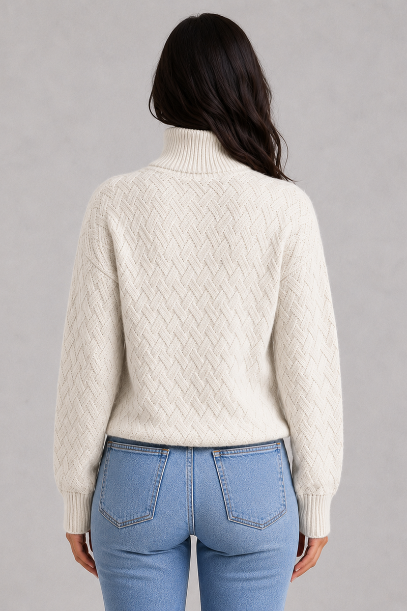 Women’s Soft Knit Roll Neck Jumper - Relaxed Fit Textured Knit