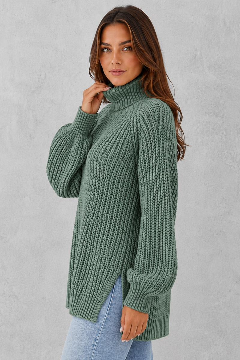 Women’s Textured Knit Turtleneck Jumper for Winter & Everyday Wear