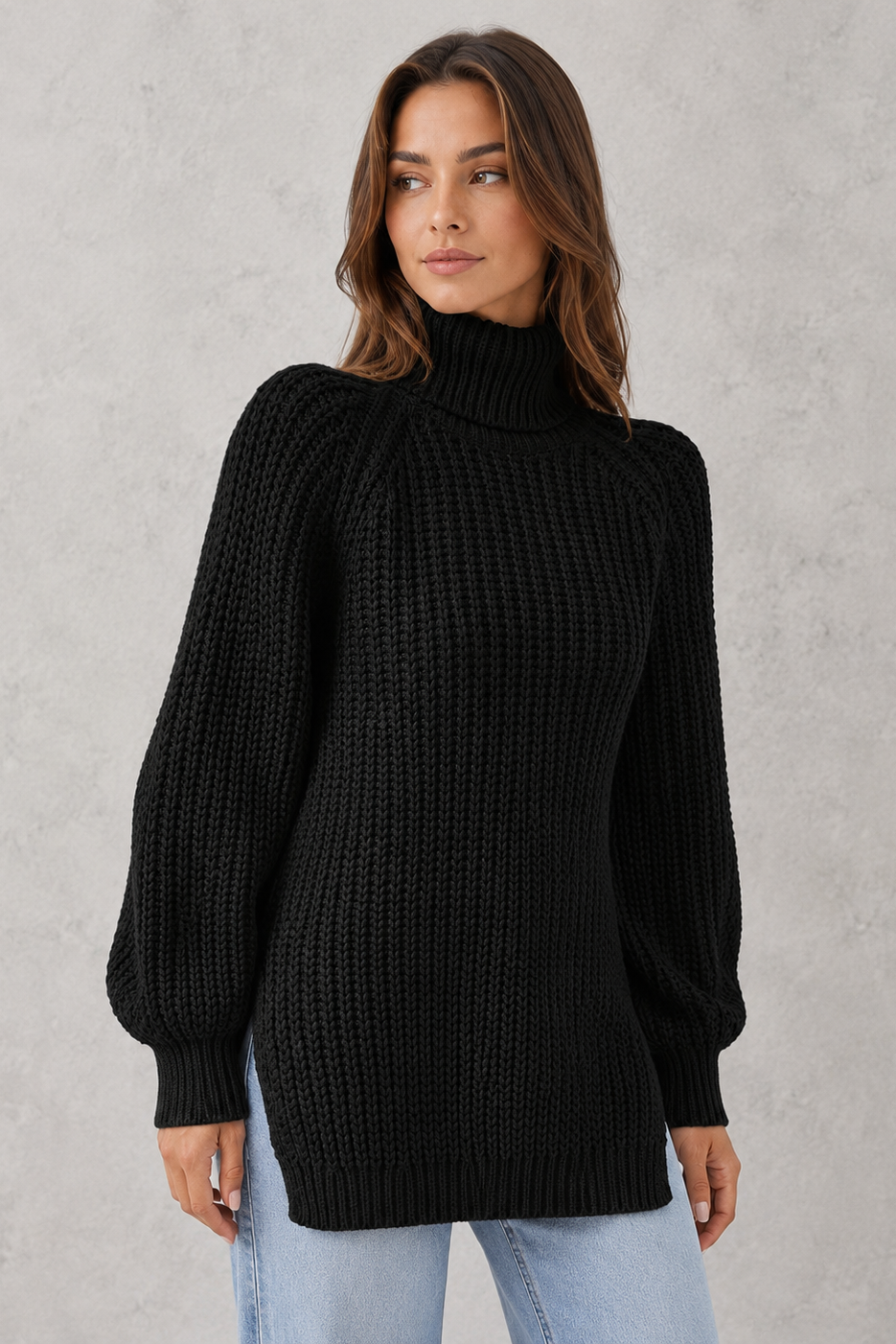 Women’s Textured Knit Turtleneck Jumper for Winter & Everyday Wear