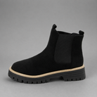 Women's round toe block heel ankle boots in premium synthetic leather with a comfortable block heel, classic silhouette and durable rubber sole, ideal for everyday casual and smart-casual wear.