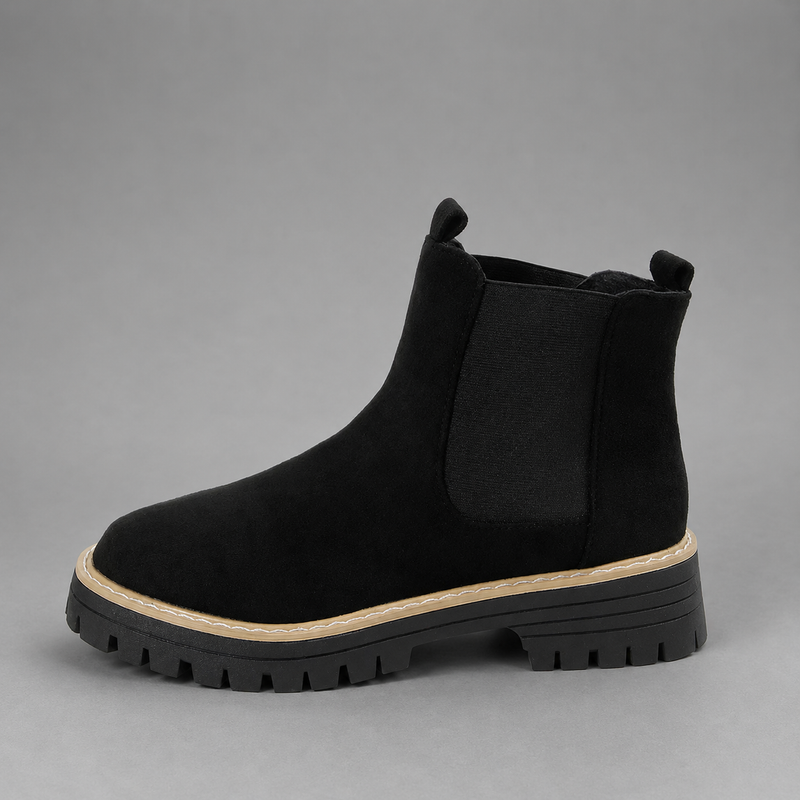 Women's round toe block heel ankle boots in premium synthetic leather with a comfortable block heel, classic silhouette and durable rubber sole, ideal for everyday casual and smart-casual wear.