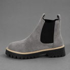 Women's round toe block heel ankle boots in premium synthetic leather with a comfortable block heel, classic silhouette and durable rubber sole, ideal for everyday casual and smart-casual wear.