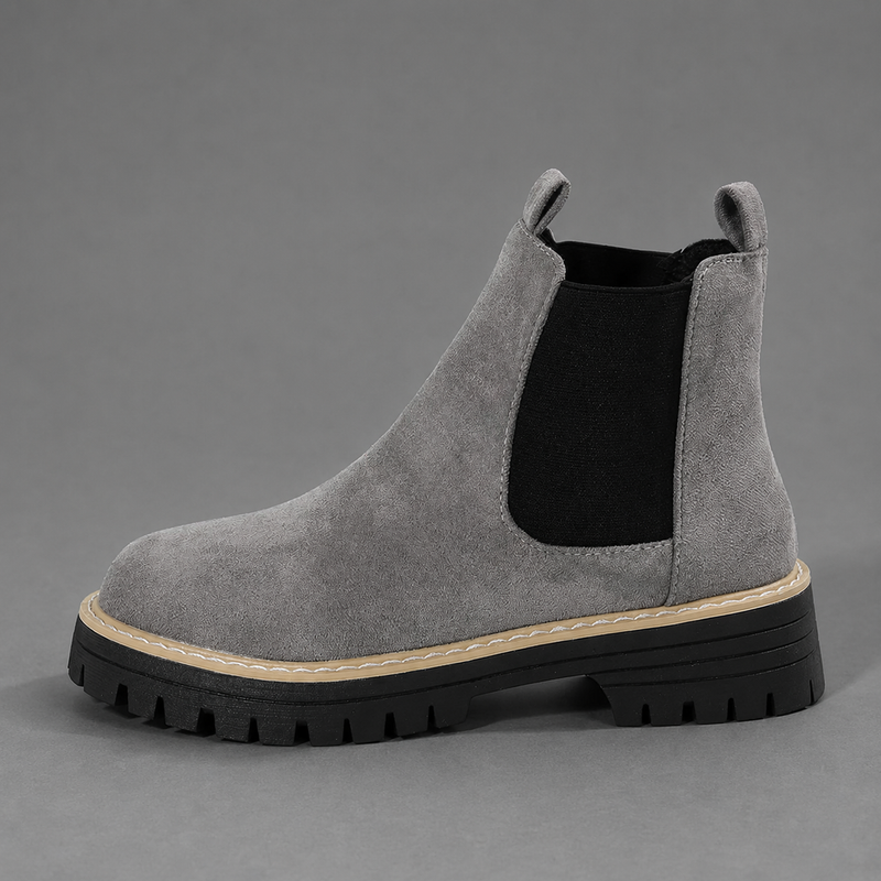 Women's round toe block heel ankle boots in premium synthetic leather with a comfortable block heel, classic silhouette and durable rubber sole, ideal for everyday casual and smart-casual wear.